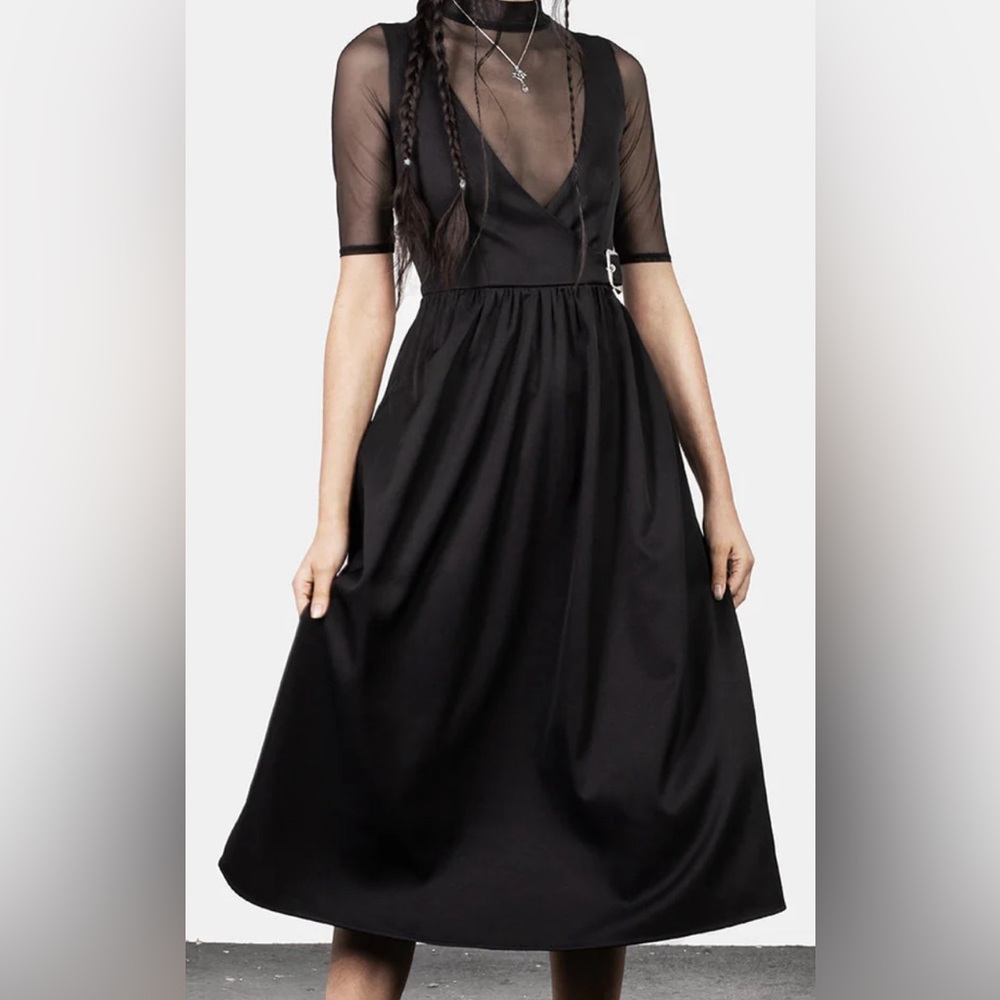 Disturbia Dress size 10 Belladonna Wrap Suspenders Midi